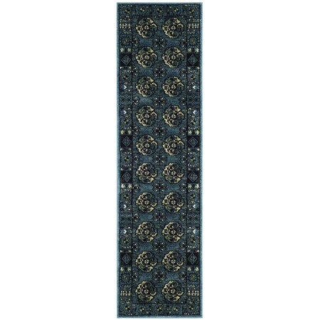 Flowers First 2 ft. 3 in. x 8 ft. Vintage Hamadan Power Loomed Runner Rug, Blue & Multi Color FL1862579